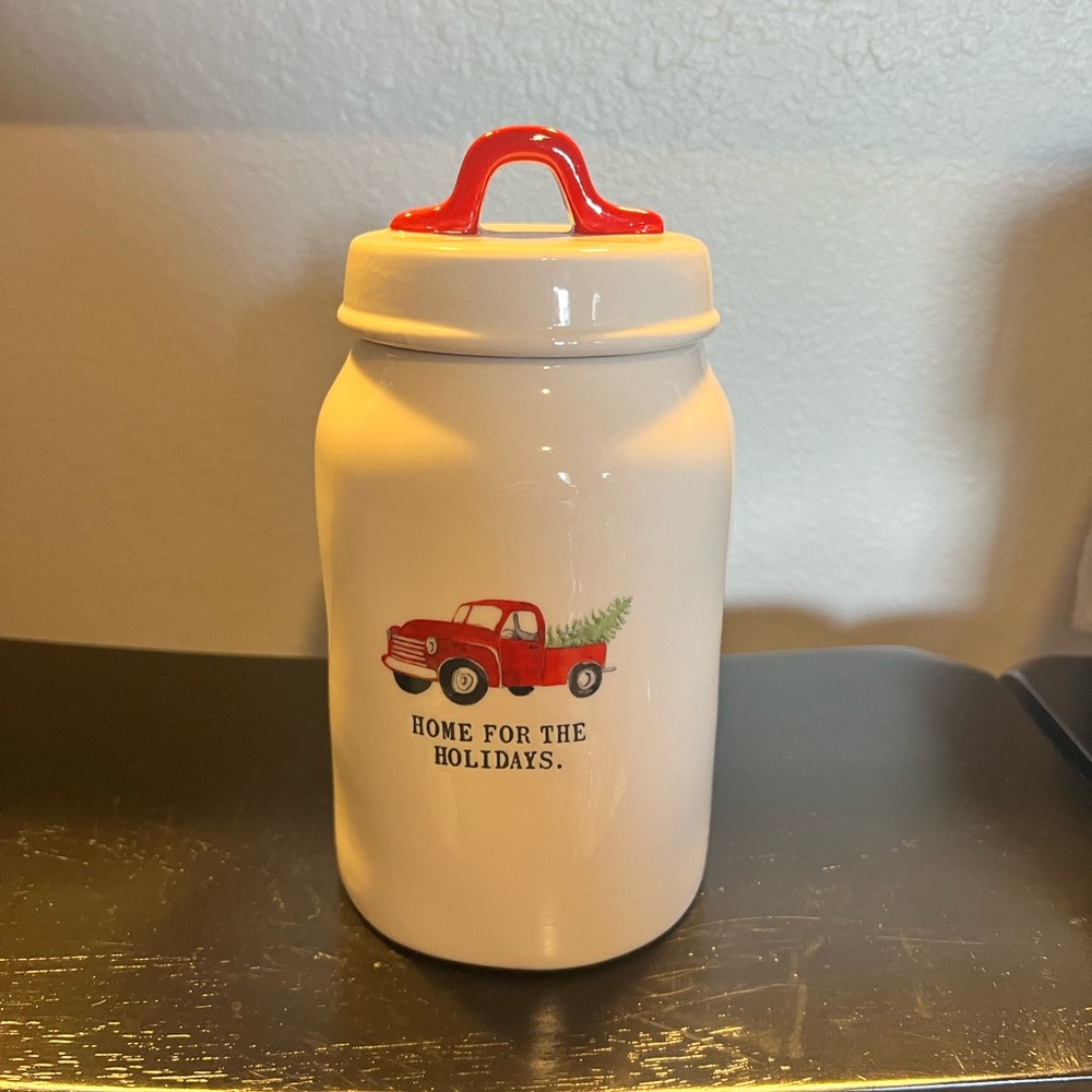Rae Dunn White Holiday Truck Canister